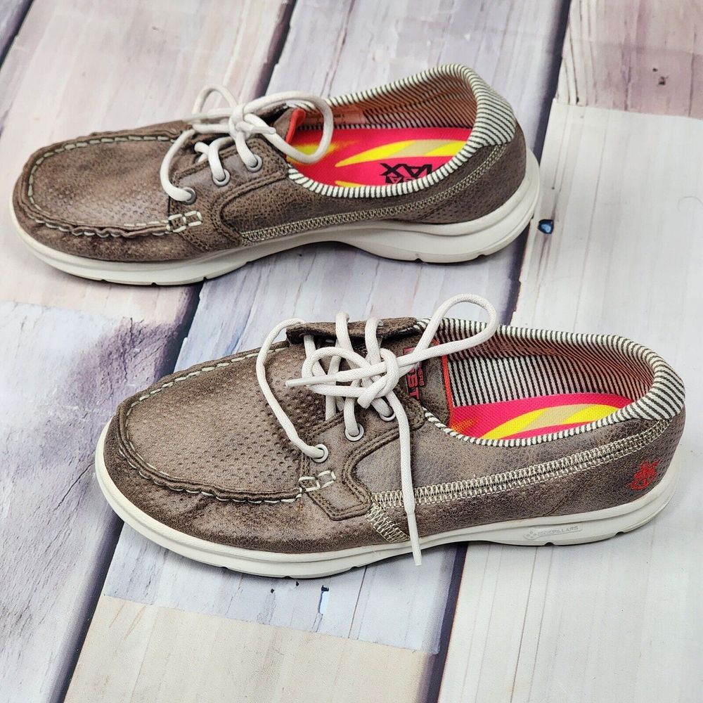 Women's SKECHERS GOGA MAX Size‎ 5 Brown SN14426 Athletic Shoes Laceup Accent - Picture 4 of 11
